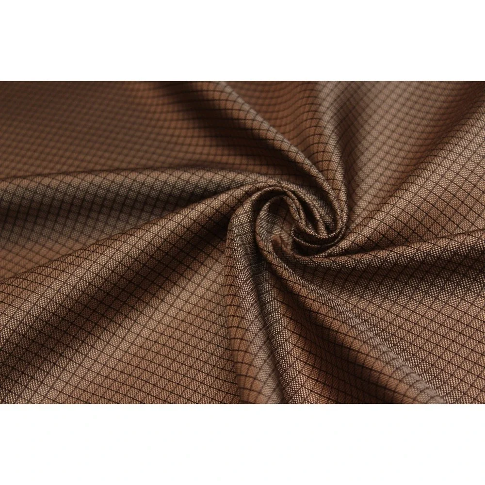 100% Silk Fabric Brown Plaid Check By The Half Yard Sewing Craft F333